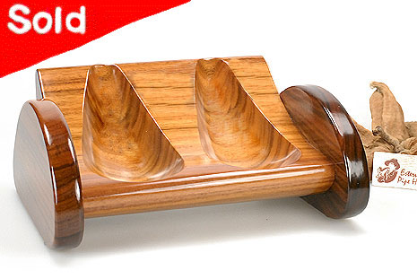 RO-EL Pipe Holder Solid Briarwood for two Pipes
